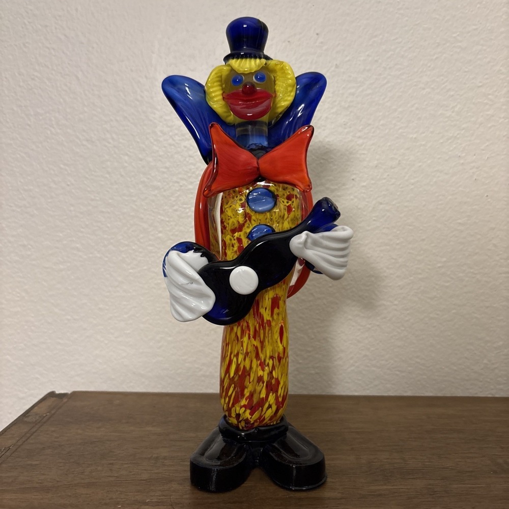Vintage Murano Clown Venetian Art Glass 9 1/2" Figurine MCM Mid Century Modern